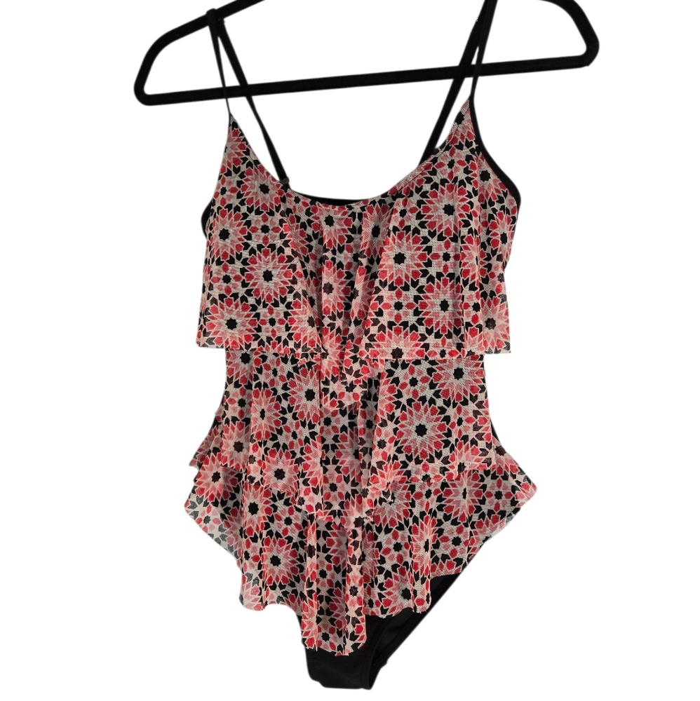 Tropical Escape Pink and Black Floral One Piece Swimsuit